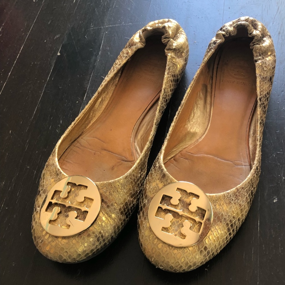 Tory Burch Gold Flats